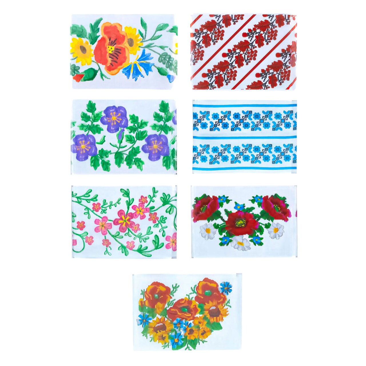 7 Folk Floral Blooms Embroidery Ukrainian Easter Egg Decorating Wraps Heat Shrink Sleeves